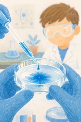 Child STEM Experiment in Bright Classroom Lab