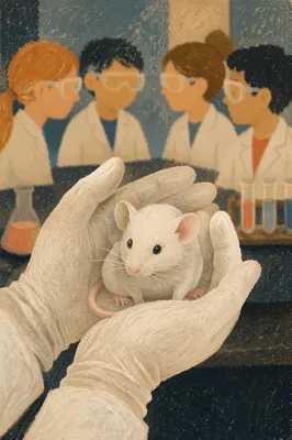Lab Mouse in STEM Classroom Closeup