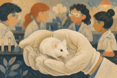 Curious STEM Lab Mouse in Gentle Hands