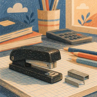 Student Desk Supplies in Warm Study Light