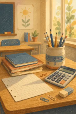Sunlit Student Desk with Study Supplies