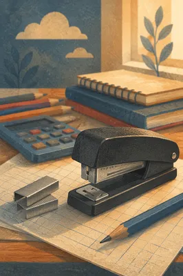 Tidy Student Desk with Study Supplies
