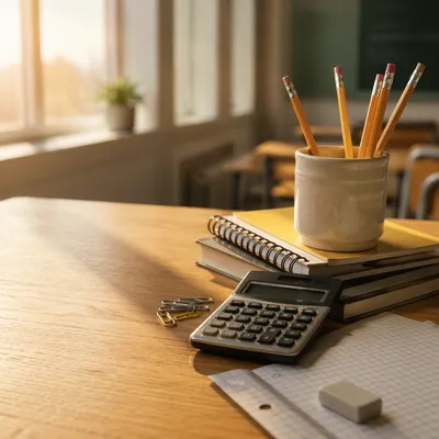 Sunlit Student Desk with Study Supplies