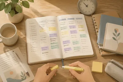 Pastel Student Planner Study Schedule Flat Lay