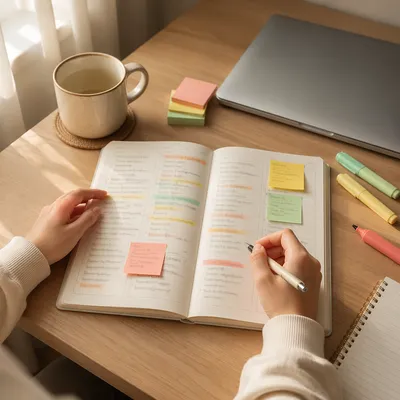 Student Planner with Highlighted Study Schedule