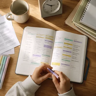 Student Planner with Highlighted Study Schedule