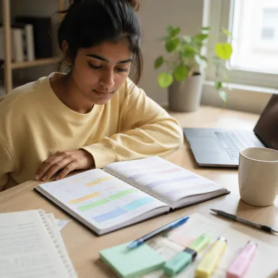 Student Planner with Highlighted Study Schedule