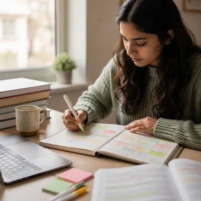 Student Planner with Highlighted Study Schedule