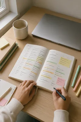 Student Planner with Highlighted Study Schedule