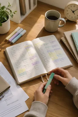Student Planner with Highlighted Study Schedule