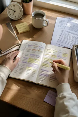 Student Planner with Highlighted Study Schedule