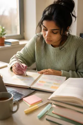 Student Planner with Highlighted Study Schedule