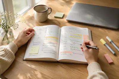 Student Planner with Highlighted Study Schedule