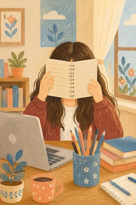 Focused Student Studying With Laptop and Notes