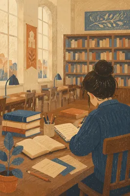 Quiet Student Studying in University Library