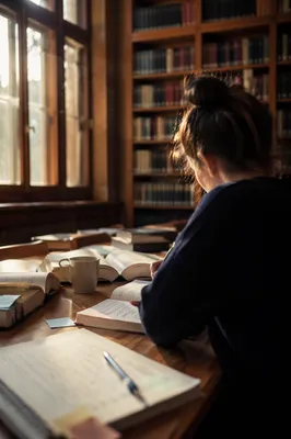 Quiet Library Study Desk at Sunset