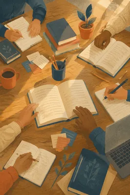 Study Group Hands Around Open Books