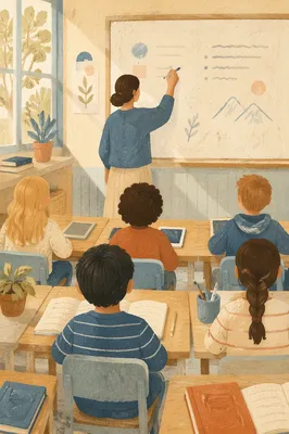 Teacher Leading Morning Classroom Lesson