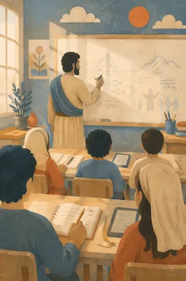 Warm Classroom Lesson at Whiteboard