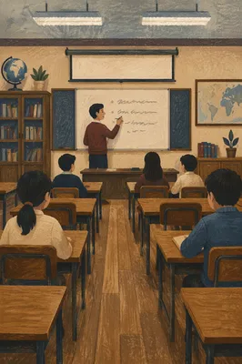Teacher Leading Class at Whiteboard