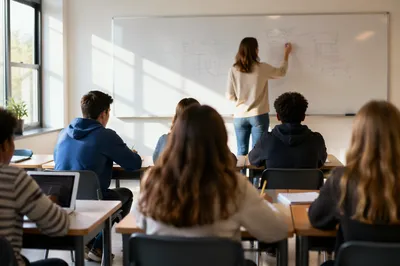 Teacher Leading Morning Classroom Lesson