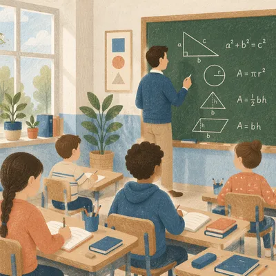 Modern Geometry Lesson in Bright Classroom