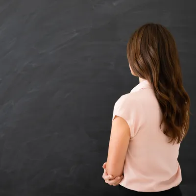 Teacher Before Chalkboard Classroom Lesson