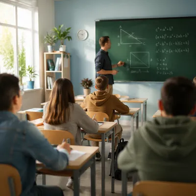 Modern Geometry Lesson in Bright Classroom