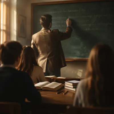 Teacher Writing Lesson Notes on Chalkboard