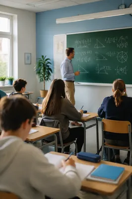 Modern Geometry Lesson in Bright Classroom