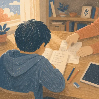 One on One Tutoring at Wooden Desk