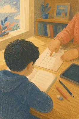 One-on-One Tutoring at Wooden Desk