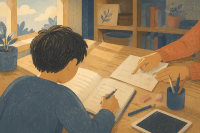 One-on-One Tutoring at Wooden Desk