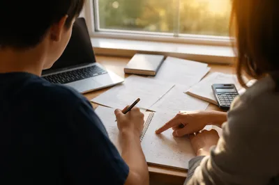 Focused One-on-One Tutoring at Student Desk