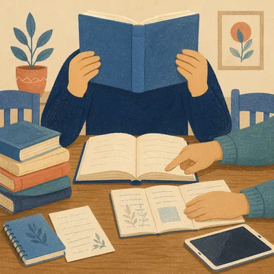 Focused Tutoring Session With Books at Table