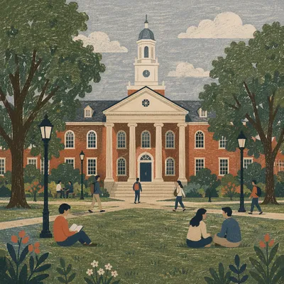 Students on Traditional University Campus Quad