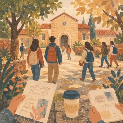 Autumn University Courtyard Study Morning