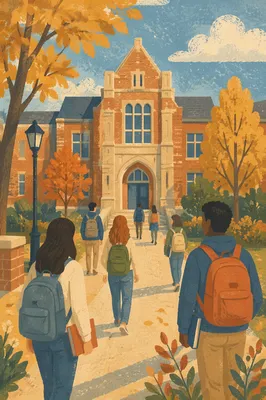 Hopeful Autumn University Campus Entrance