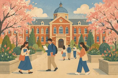 Students at Historic Red Brick Campus