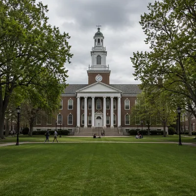 Traditional University Campus Quad with Students