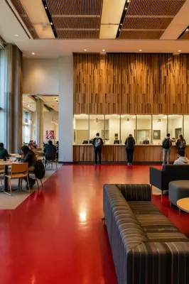 Modern University Lobby with Student Support Area