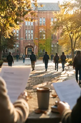 Autumn Morning at University Campus Courtyard