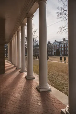 Winter University Campus With Classical Columns