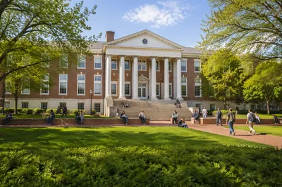Spring University Campus with Students