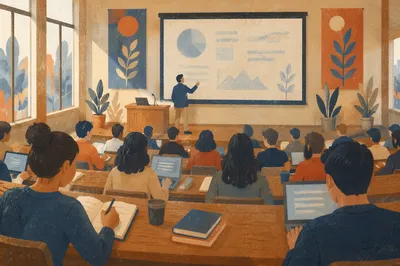Professor Teaching in Modern University Lecture Hall