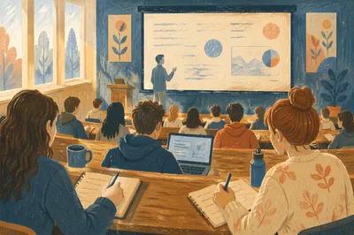 Focused University Lecture Hall Learning Scene
