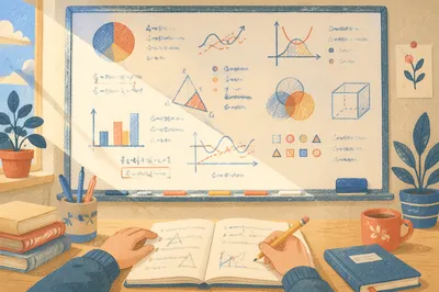 Colorful Whiteboard Diagrams in Bright Classroom
