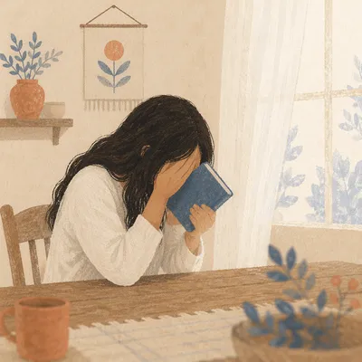 Anxious Person Holding Bible in Quiet Light