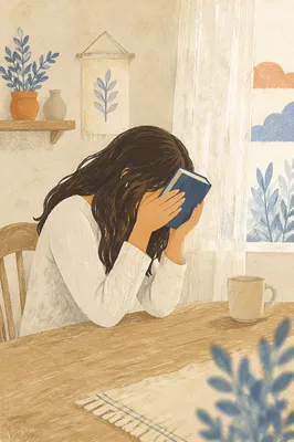 Anxious Prayer Holding Bible in Quiet Light