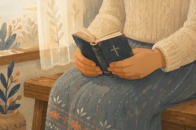 Hands Clutching Bible in Quiet Comfort